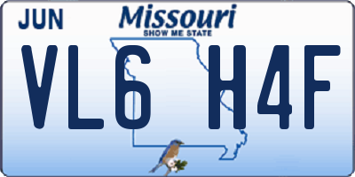 MO license plate VL6H4F