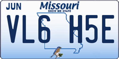 MO license plate VL6H5E