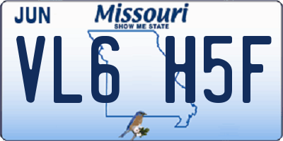 MO license plate VL6H5F