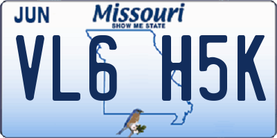 MO license plate VL6H5K