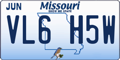 MO license plate VL6H5W