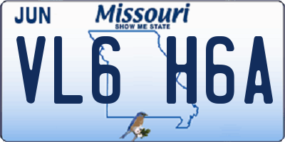 MO license plate VL6H6A