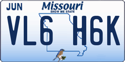 MO license plate VL6H6K