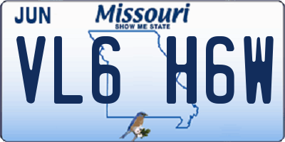 MO license plate VL6H6W