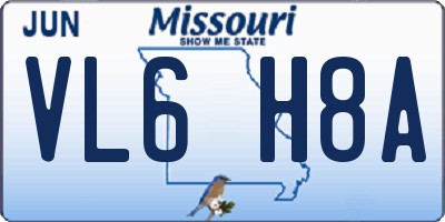 MO license plate VL6H8A