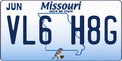 MO license plate VL6H8G