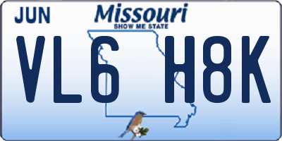 MO license plate VL6H8K