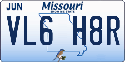 MO license plate VL6H8R