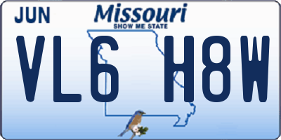 MO license plate VL6H8W