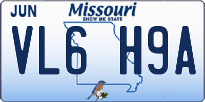 MO license plate VL6H9A