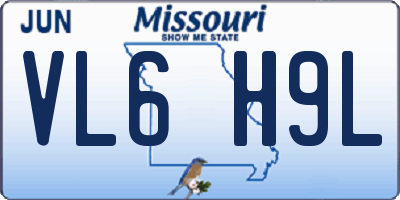 MO license plate VL6H9L