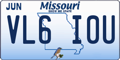 MO license plate VL6I0U