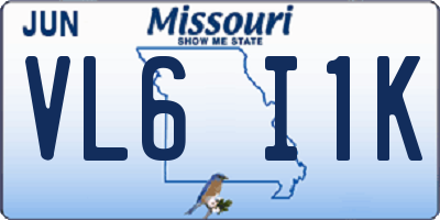 MO license plate VL6I1K