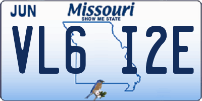 MO license plate VL6I2E