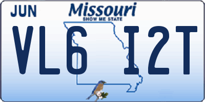 MO license plate VL6I2T
