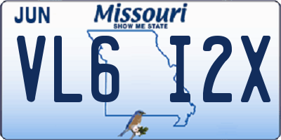 MO license plate VL6I2X