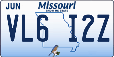 MO license plate VL6I2Z
