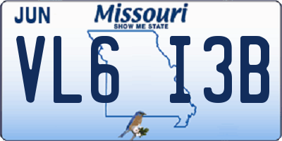 MO license plate VL6I3B