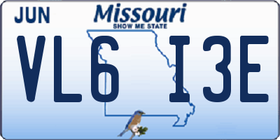 MO license plate VL6I3E