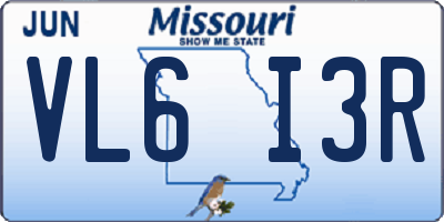 MO license plate VL6I3R