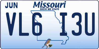 MO license plate VL6I3U