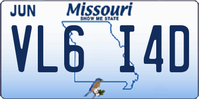 MO license plate VL6I4D