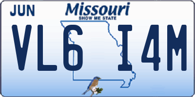 MO license plate VL6I4M