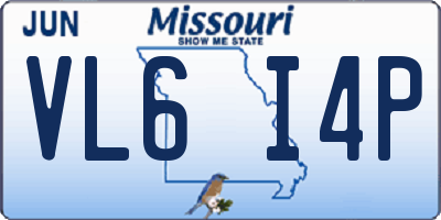 MO license plate VL6I4P