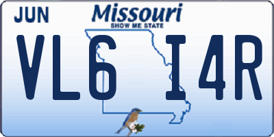 MO license plate VL6I4R