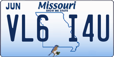 MO license plate VL6I4U