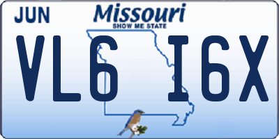 MO license plate VL6I6X