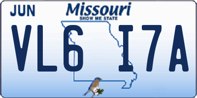 MO license plate VL6I7A
