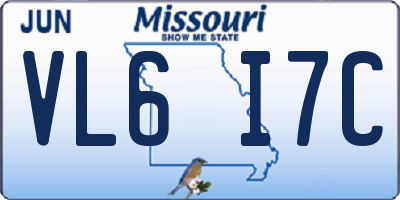 MO license plate VL6I7C
