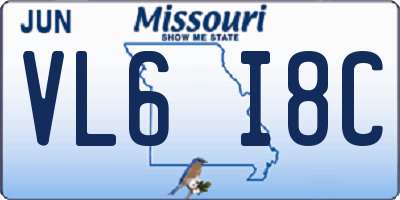 MO license plate VL6I8C