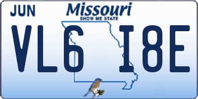 MO license plate VL6I8E