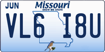 MO license plate VL6I8U