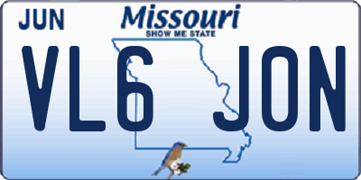MO license plate VL6J0N