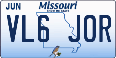 MO license plate VL6J0R