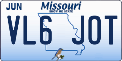 MO license plate VL6J0T