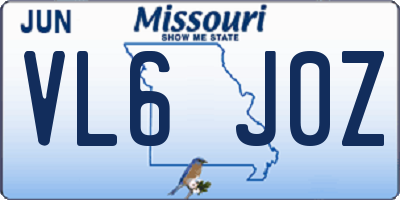MO license plate VL6J0Z