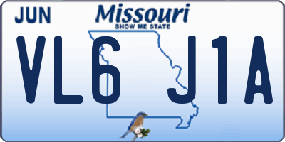 MO license plate VL6J1A