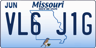 MO license plate VL6J1G