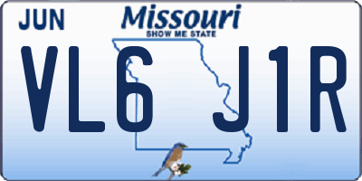 MO license plate VL6J1R