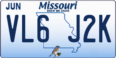 MO license plate VL6J2K