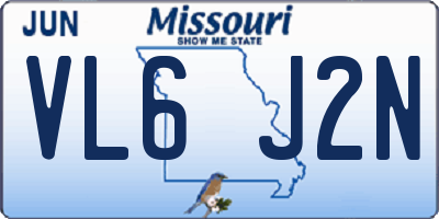 MO license plate VL6J2N