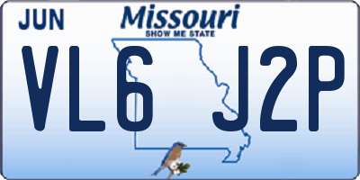 MO license plate VL6J2P