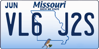 MO license plate VL6J2S
