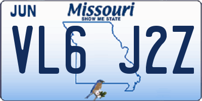 MO license plate VL6J2Z