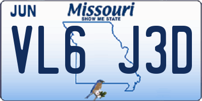 MO license plate VL6J3D