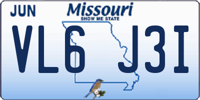 MO license plate VL6J3I